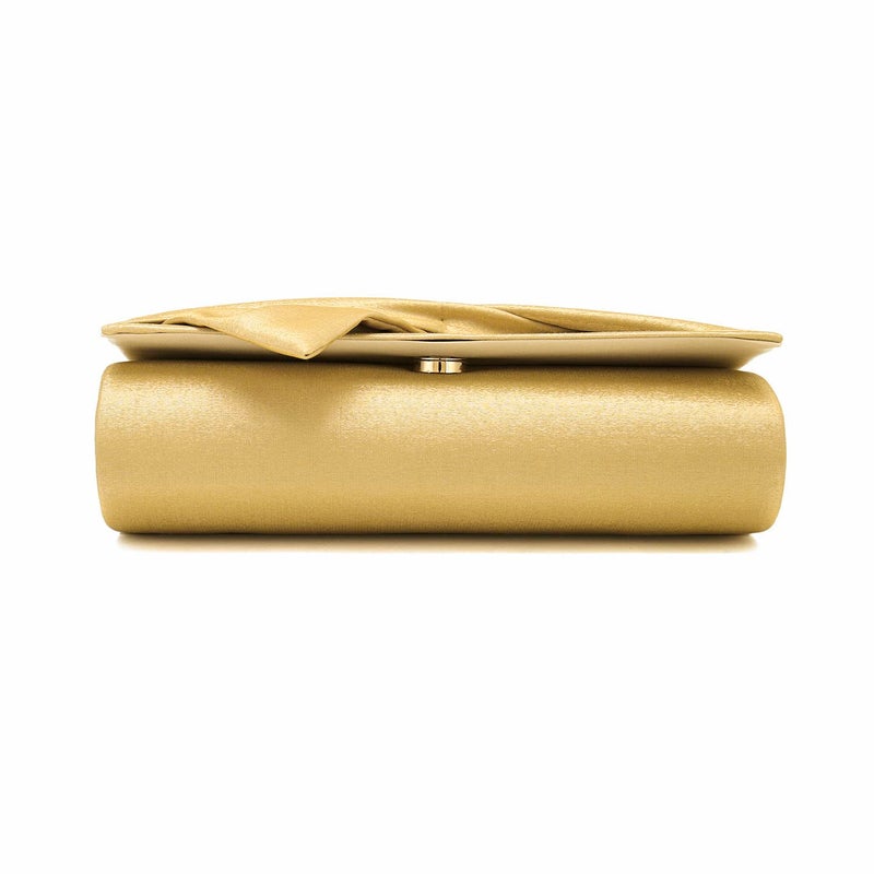 IXEBELLA Satin Evening Bag Bow Flap Clutch Purse for Women Formal Party/Prom/Wedding (Gold) - Image 5